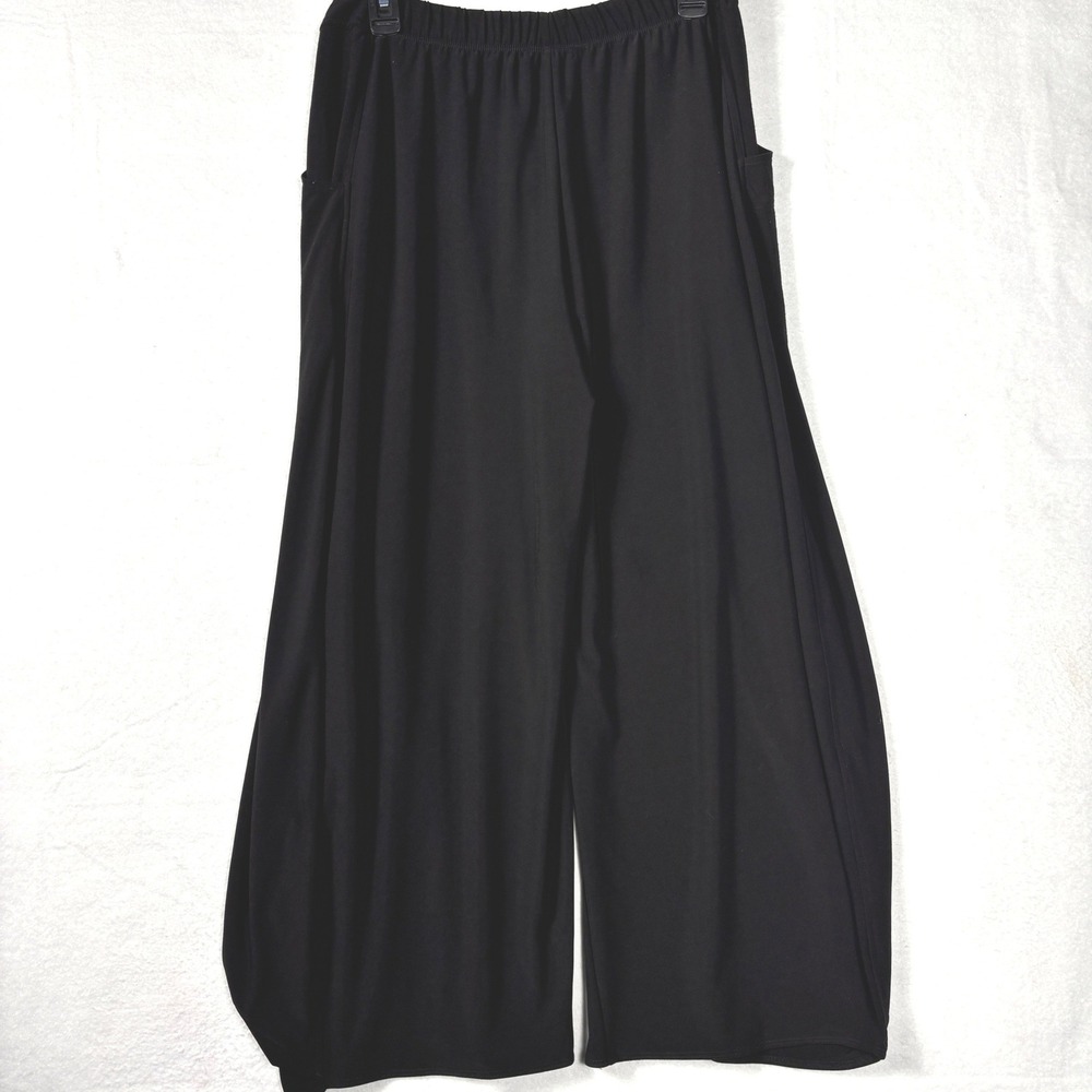 Sun Kim Size M Black Tulip Balloon Stacy Ankle Pants Stretch Travel Lagenlook - Picture 2 of 13
